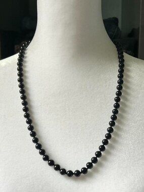 Monet Black Beaded Necklace with Gold Clasp